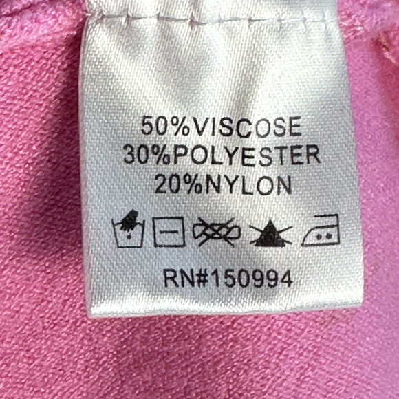 Belldini 3/4 Sleeve Crew Neck 2 Toned Color Block Lightweight Sweater - Pink -XL - Picture 6 of 9